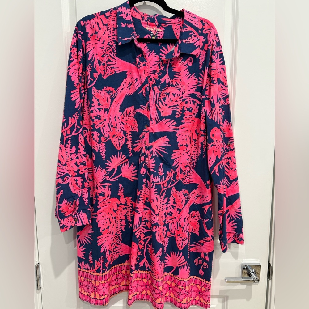 Lilly Pulitzer Lillith Pink and Navy Tropical Dress